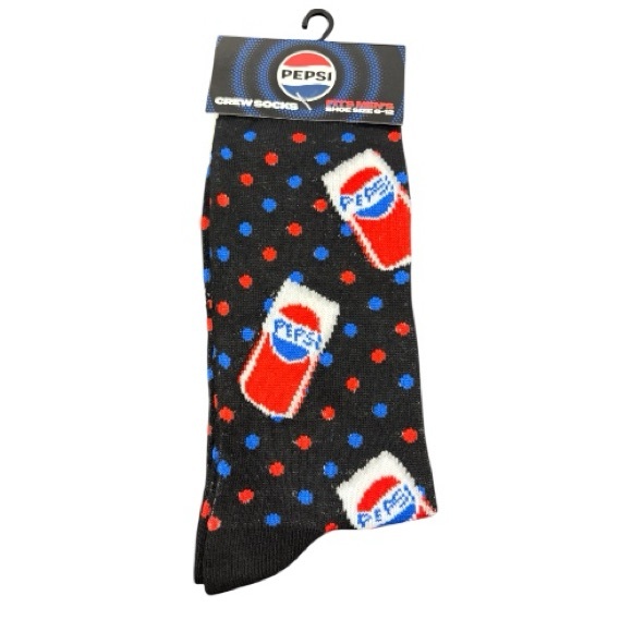Pepsi Other - Pepsi Black Crew Socks with Red & Blue Can and Polka Design